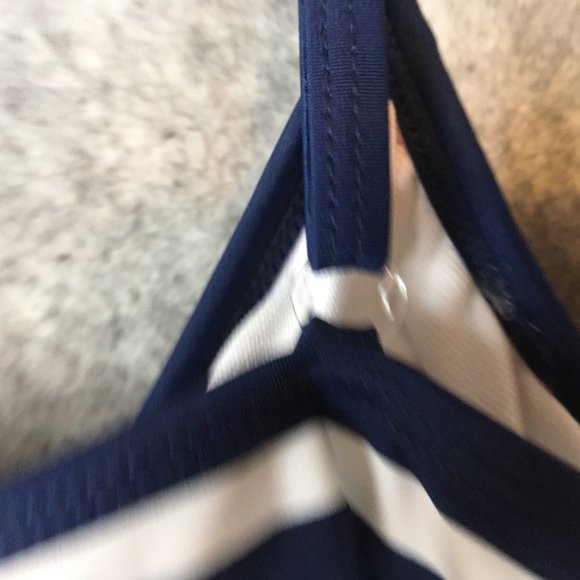 Athletech Tankini Top 26 Red White Blue Striped Square Neck Colorblock Slimming - Picture 8 of 11